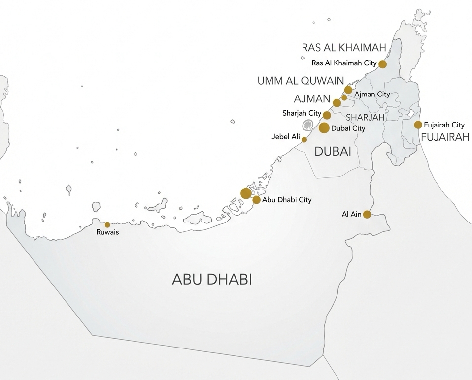 Detailed Map of UAE with All Emirates